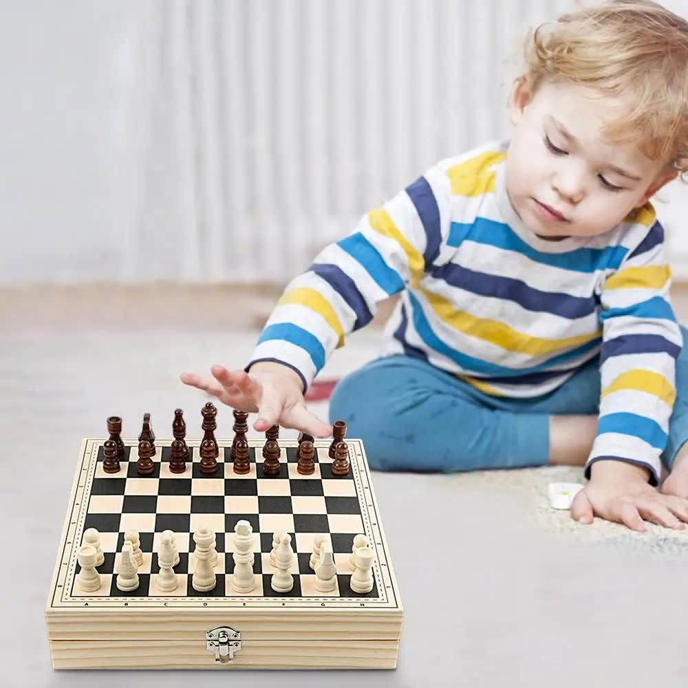 Professional Portable Winner Board Game - Wood Sling Puck Chess Checkers 